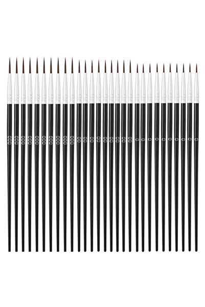 Choice3 Black 30pcs 20/30Pcs Set Painting Brushes Art Round Flat Nylon Hair P...