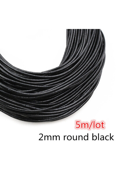 Choice 2mm round 5meters 2-5m/lot 1-8mm Genuine Cow Leather Round/Flat Strand...