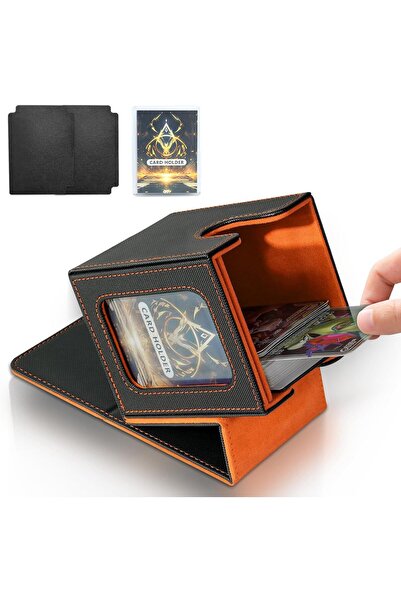 Choice14 Black orange 100+ Load Trading Card Deck Box for MTG Commander Displ...