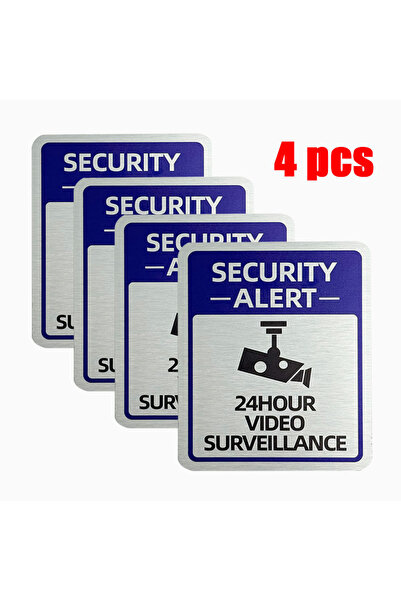 Choice 4pcs blue 4pcs Aluminum Plate monitoring warning signs 24-hour video s...