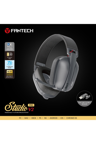 Choice3 سماعات ألعاب V2 رمادية اللون من FANTECH WHG03P STUDIO PRO سلكية ولاسل...
