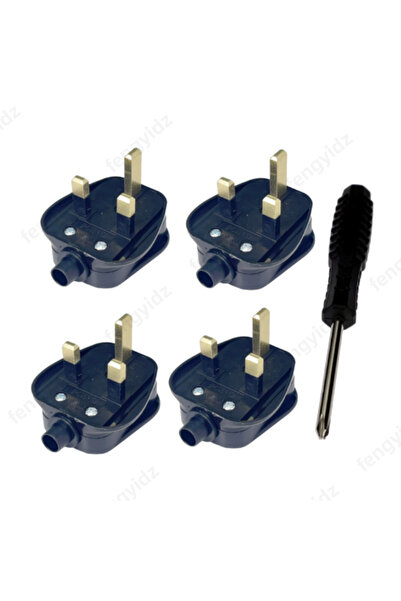 Choice6 black 4pcs 4pcs UK Male Replacement Rewireable 3 Pin Type G Plug Exte...