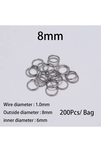Choice 1x8mm-200pcs 200Pcs 3-10mm Stainless Steel Split Ring Open Single Loop...