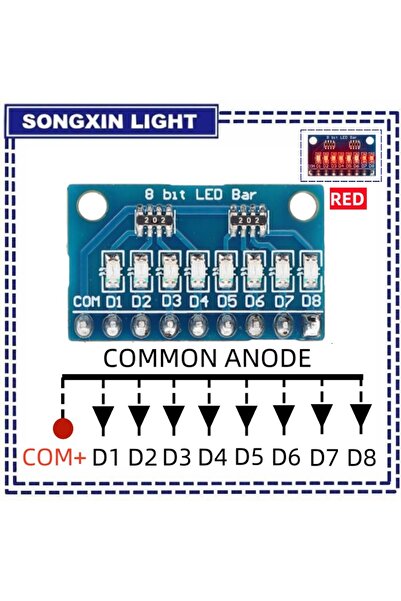 Choice12 1pcs Red-Anode 3-24V 8 Bit Blue/Red Common anode/cathode LED indicat...