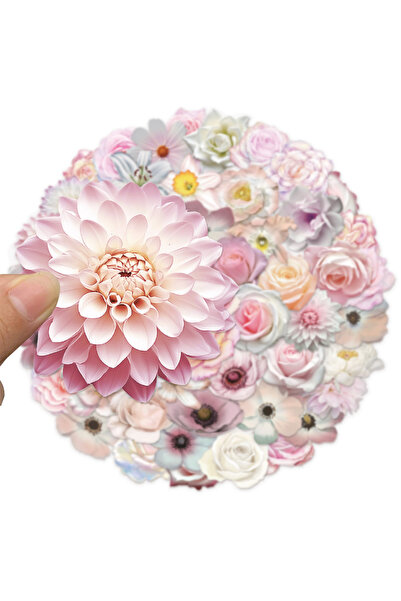 Choice 50PCS 50PCS Pink Flower PET Plastic Stickers Decorative Phone Cases, L...