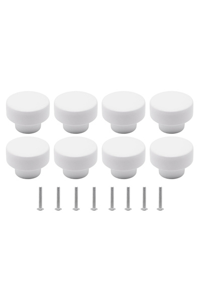 Choice 8Pcs White Round Wood Drawer Knobs , 35mm Pull Knobs with Screws - for...