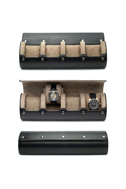 Choice 4 slots Black 4 Slot Watch Travel Case for Men – PU Leather Watch Roll...