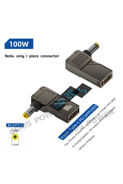 Choice16 5.5X2.5mm ​PD100W Type-C to DC Plug Converter USB C to Laptop Chargi...