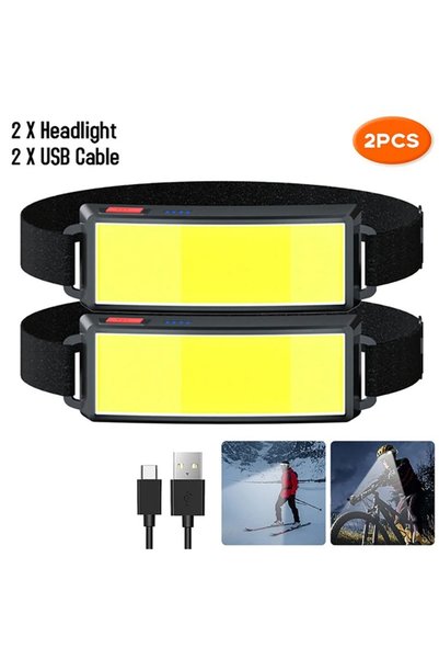 Choice4 2cs StyleA Powerful COB LED Headlamp Type-c Rechargeable Head Flashli...