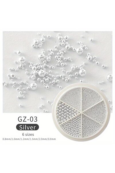 Choice3 03 Silver 6Grid 6 Grids Nail Art Tiny Steel Caviar Beads 0.8-1.5mm Mi...