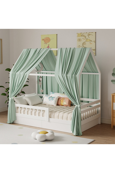 Choice6 67x270cm 2pcs green Bunk Bed Canopy 1/2-Piece Muslin Bunk Bed Canopy,...