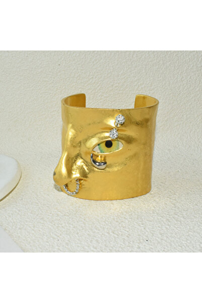 Choice4 gold Vintage Ethnic Metal Facial Eyes Design Cuff Bracelet For Women ...