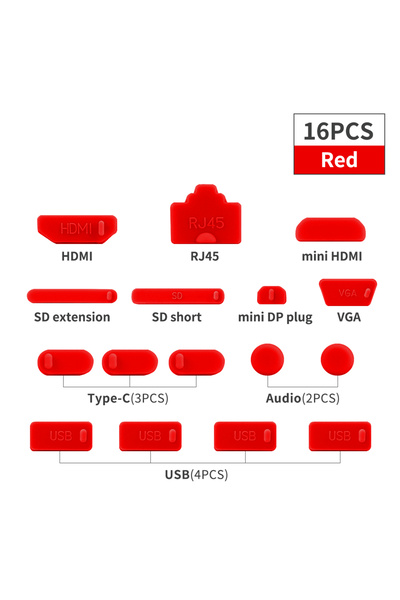 Choice 16PCS Red Notebook Dust Plug USB Type C HDMI Interface Dust Protector ...