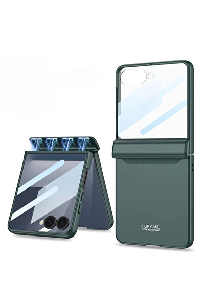 Choice4 Galaxy Z Flip7 Forest green Hinge Protection Magnetic Hard Shell Phon...