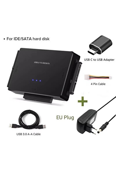 Choice كابل محول محرك الأقراص الصلبة بمقبس الاتحاد الأوروبي مع محول OTG SATA/...