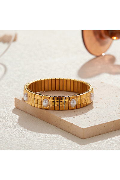 Choice5 A17930 Loe| New Stretch Gold Bracelet Women Stainless Steel Zircon Pe...