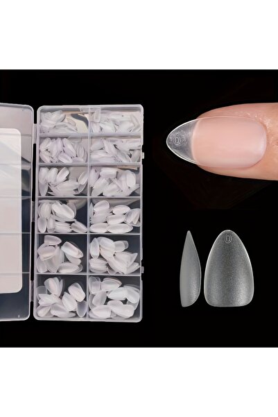 Choice N420-124 600-Piece Box of Short Almond Nail Tips - Upgraded Matte Gel ...