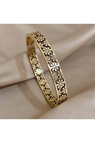 Choice Gold-color Greatera Stainless Steel Hollow Daisy Flower Cuff Bracelet ...