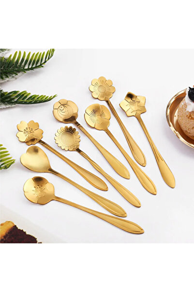 Choice 8pcs gold 8Pcs Set Small Flower Teaspoon 304 Stainless Steel Ice Cream...
