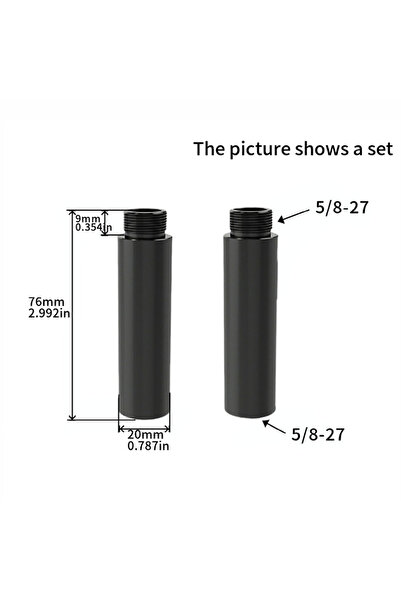 Choice4 rod black Aluminum Alloy Microphone Boom Arm Extension Rod 5/8 Inch t...