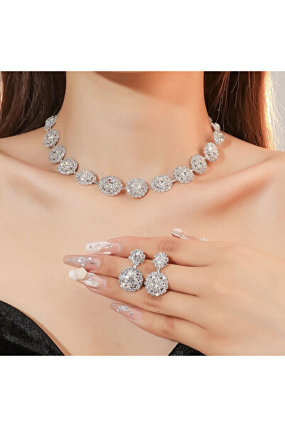 Choice ZT4067-S Ladies' Fashion Geometric Round Necklace Earrings Jewelry Set...