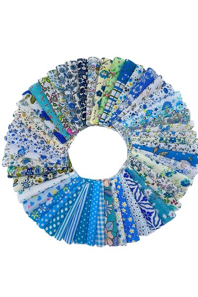 Choice 10CM Blue 50pcs Pack Square Multicolor Printed Cotton Fabric For Sewin...
