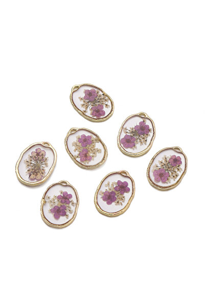 Choice Purple 2pcs/Lots Alloy Enamel Charms Dried Flower Pendant for Handmade...