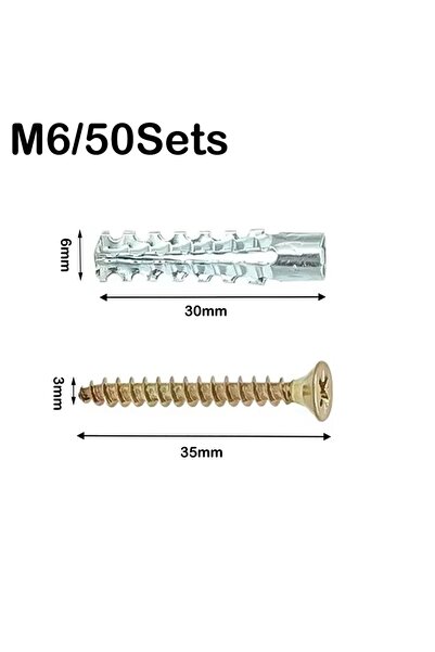 Choice M6 50Sets 20/50/100sets Metal Serrated Expansion Tube Self Tapping Scr...