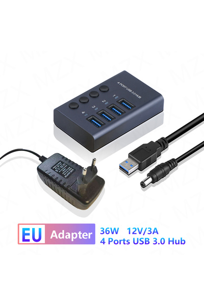 Choice17 4 Ports HUB EU MZX 10/7/4-Port USB 3.0 A Hub Aluminum Multi-Hub Spli...