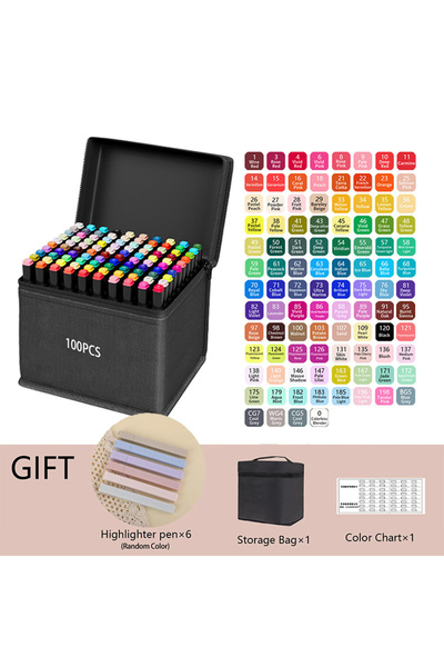 Choice 100PCS 24-262 Colors Alcohol Drawing Markers Dual Tip Permanent Art Sk...