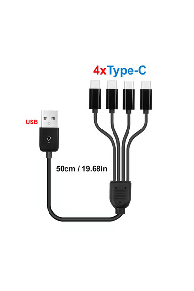Choice A to 4xtype-C 50cm 20cm Short USB to Type C Multiple Charging Cable US...