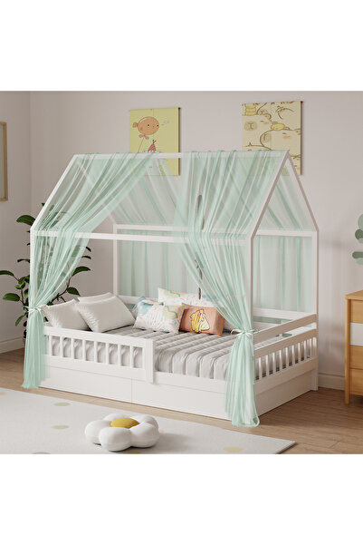 Choice 150x350cm 2pcs green Bunk Bed Canopy 1/2-Piece Muslin Bunk Bed Canopy,...