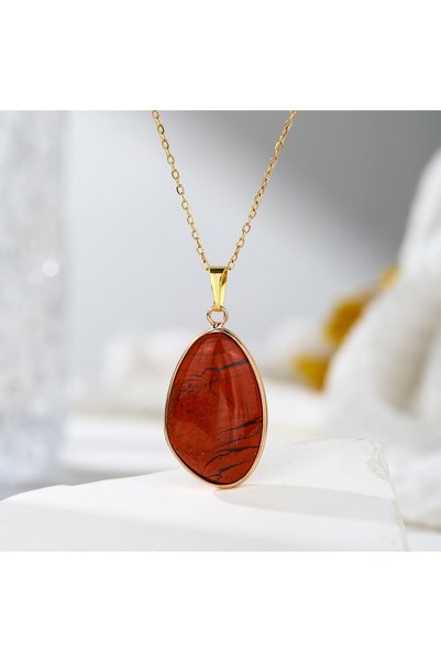 Choice Red Jasper 1pc Natural Stone Irregular Pendant Necklace Pink Crystal A...