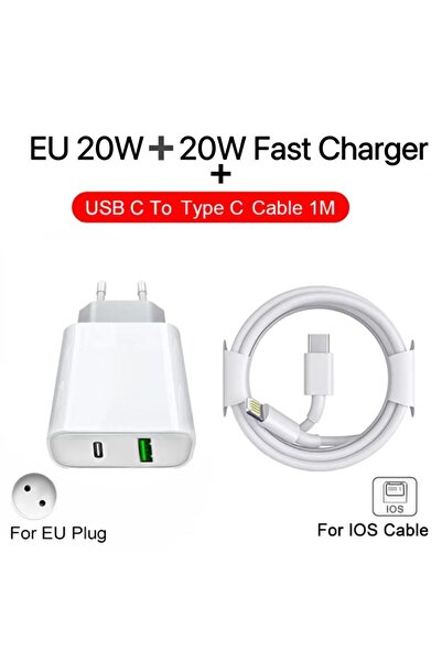 Choice EU Plug 1M C2L Cable PD Charger 40W Fast Charging USB C Charger For iP...