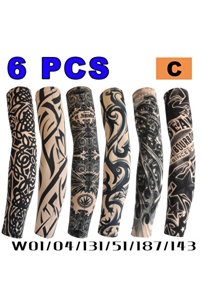 Choice C 6 Pcs Tattoo Sleeves Sun Protection Men Women Summer Seamless Arm Co...