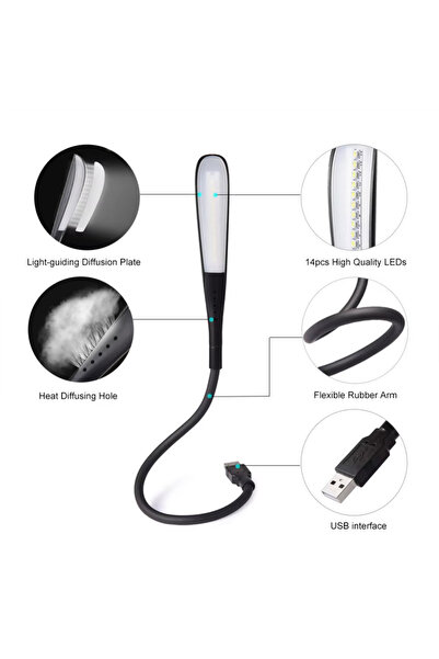 choice2 black Touch Adjustable 3-Level Brightness Dimmable LED USB Light USB ...