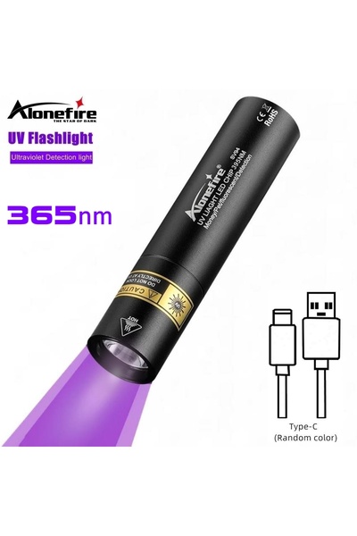 Choice 14500 black 365nm Mini 365/395nm UV Flashlight USB Rechargeable Ultrav...