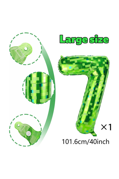 Choice1 40inch 7 40inch green pixel digital balloon 0-9 pixel miner themed bi...