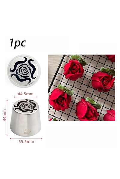 Choice7 SL56 Stainless Steel Oversized Russian Piping Rose Pattern Icing Past...