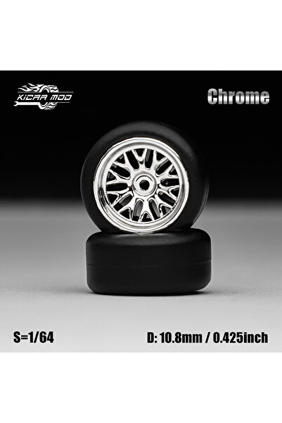 Choice6 سيارة نموذجية MMW71 بمقياس 1/64، عجلات فضية مطلية بالكهرباء مع إطارات...