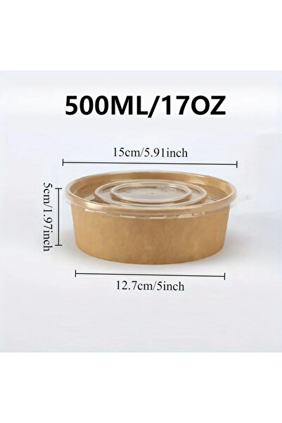Choice5 15PCS 500ML-17OZ 15/30PCS Kraft Paper Bowls Disposable Bowls with Lid...