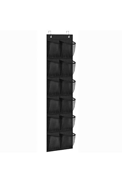 choice2 Black Over the Door Shoe Organizer, 12 Large Breathable Mesh Pockets,...