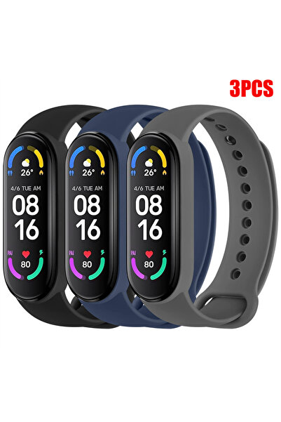 Choice7 Mi band 4 3 Black Blue D-Gray 1-3Pcs Watchband For Mi Band 7 6 4 5 3 ...