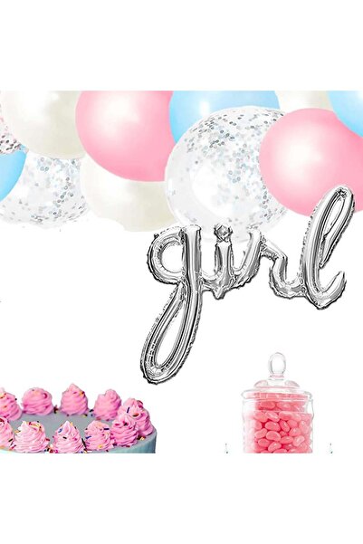 Patladı Gitti Girl Silver Foil Balloon - Baby Kids Party Celebration Set