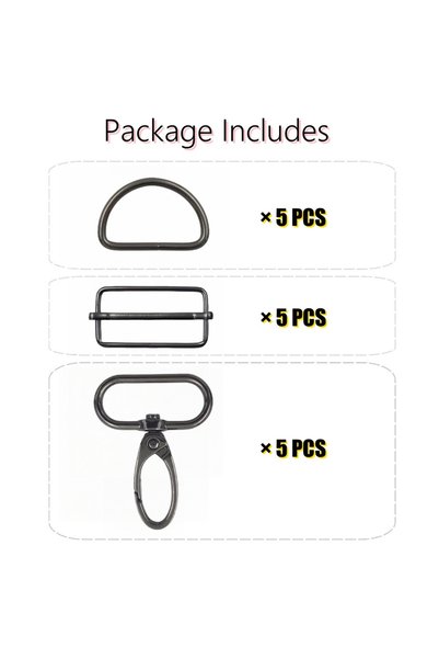 Choice3 25mm Black Gun 15pcs/set 15-38mm Mixed Color Metal Belt Buckle Set, D...