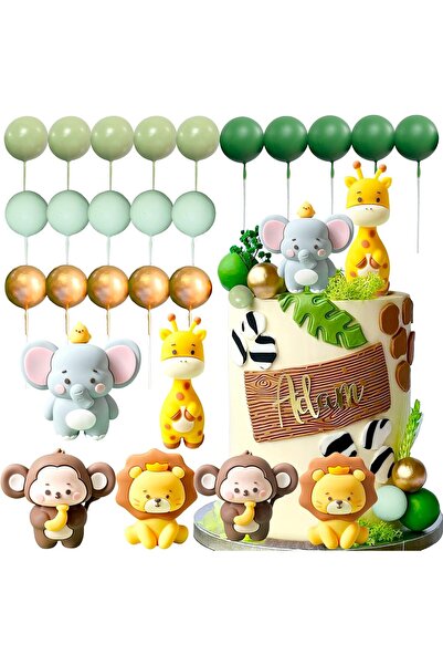 Choice 24pcs Cute Jungle Animals Cake Decoration Wild One Cake Topper Giraffe...