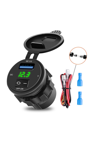 Kebidumei Green Light 18W Quick Charger QC3.0 USB Charger With Switch LED Vol...