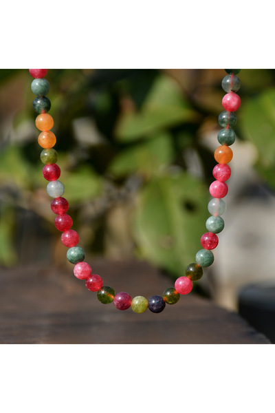 Choice Mixed Color 1pc 6mm Natural Stone Necklace Bohemian Colorful Handmade ...