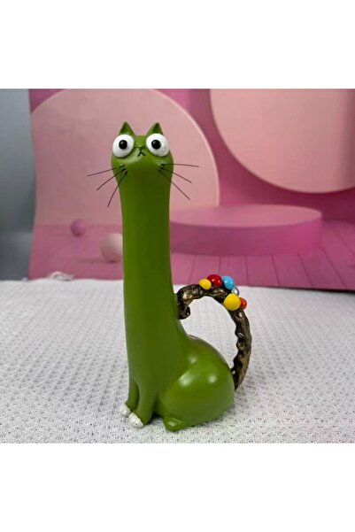 Choice green 1 Piece of Cat-Shaped Resin Vase, Cute Long-Necked Cat Flower Ar...