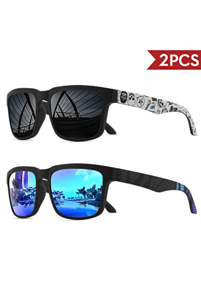 Choice6 2PCS-5 2PCS Square Sports Sunglasses with Designer Temple Pattern - U...